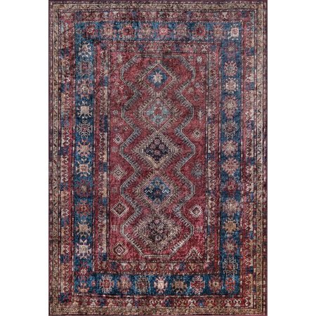 MOMENI 6 x 9 ft. Karachi-1 Rectangle Area Rug Burgundy KARACKAR-1BUR6090